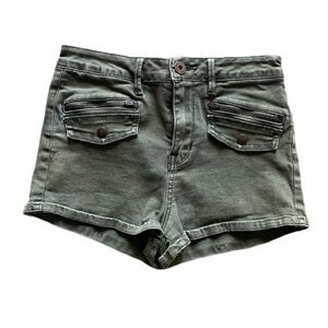 Bullhead Super High Rise green khaki shorts size 3 (F1)